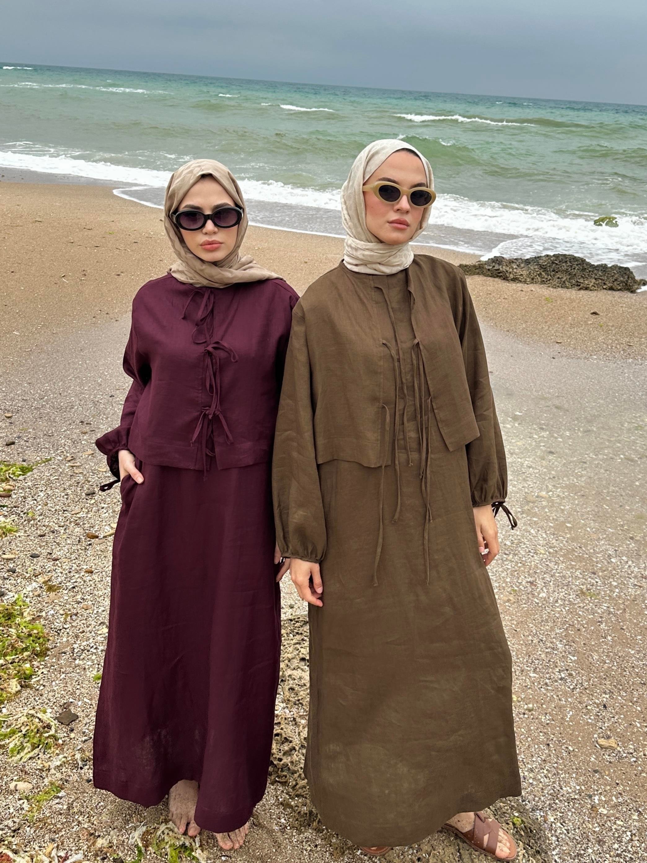 Hakiki Fransız Keten Jile Bordo