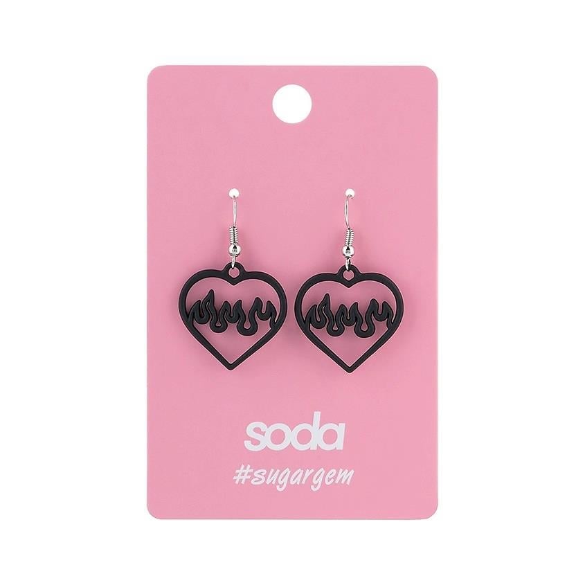 Earrings HEART IN FIRE BLACK  sugargem