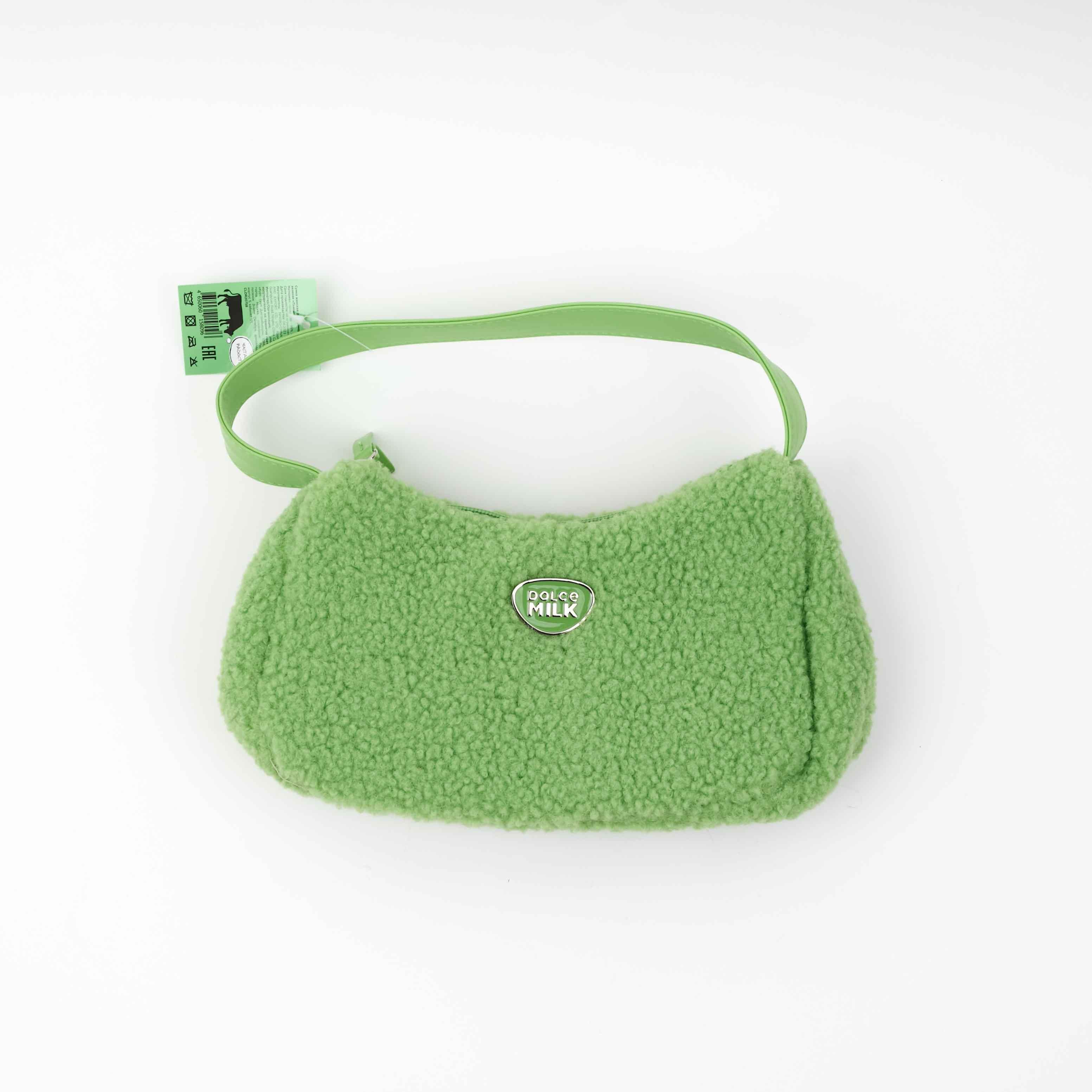 Women's bag DM, size 25x13cm, green  Plush