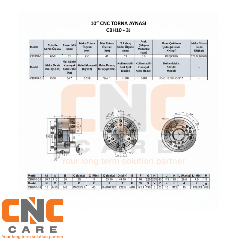 AUTOCLAWSAUTOCLAWS  10 INC 3 AYAK GENİŞ MERKEZLİ CNC TORNA AYNASI (CBH10-3JA8)NONE