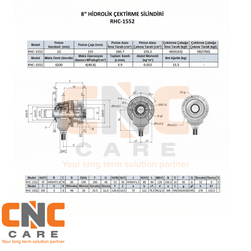 AUTOCLAWSAUTOCLAWS 8 INC HİDROLİK ÇEKTİRME SİLİNDİRİ (RHC-1552)NONE