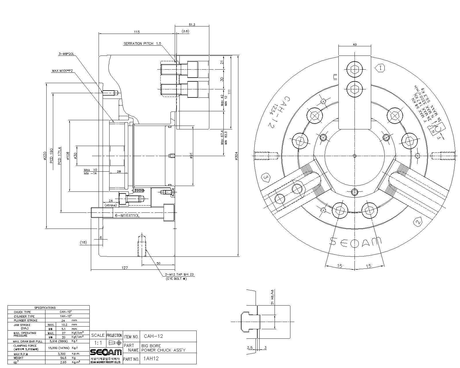 SEOAMSEOAM 12 INC HİDROLİK CNC TORNA AYNASI (CAH 12 )NONE