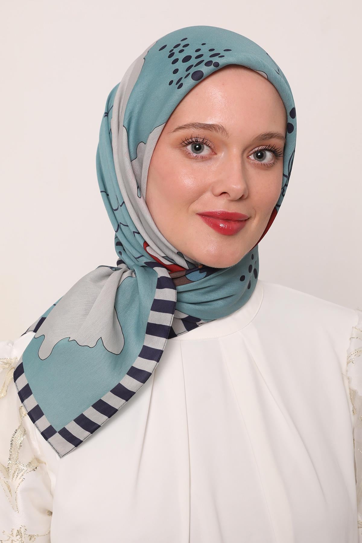 Flora Eşarp | Derin Turkuaz