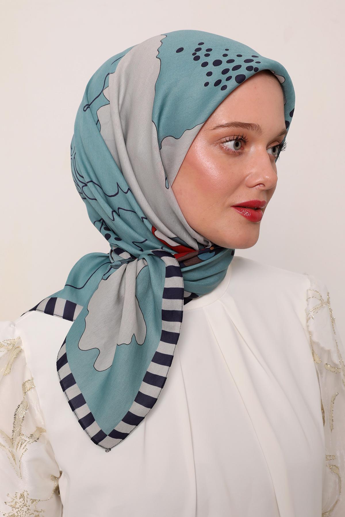 Flora Eşarp | Derin Turkuaz