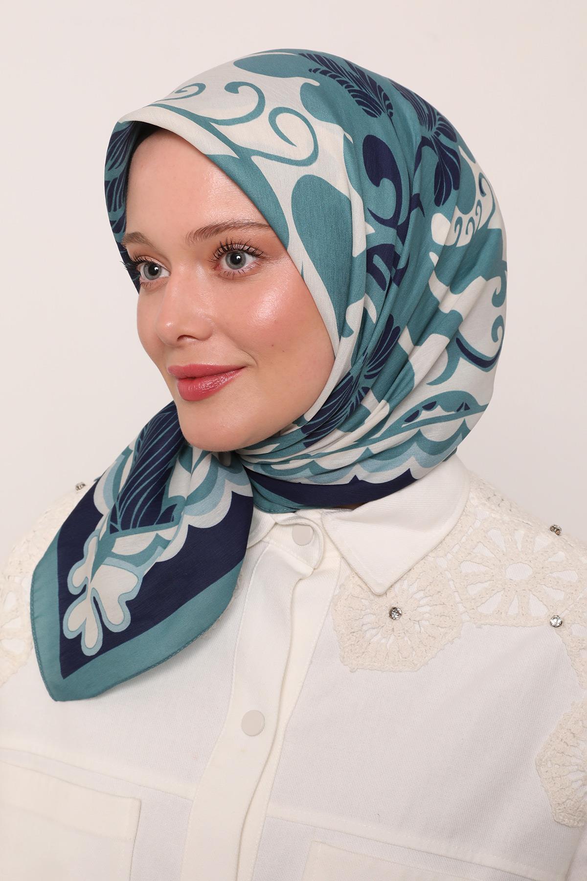 Flora Eşarp | Derin Turkuaz