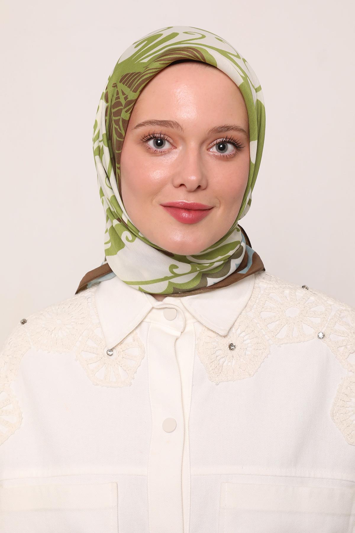Flora Eşarp | Kahve Tonu