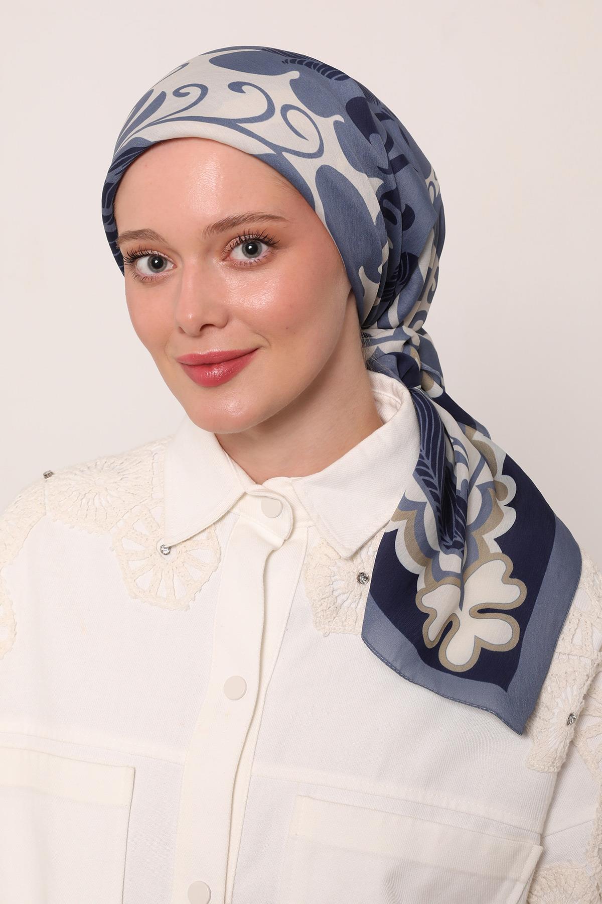 Flora Eşarp | Mistik Mavi