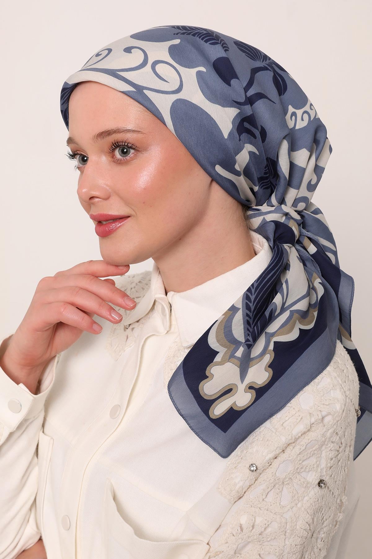 Flora Eşarp | Mistik Mavi