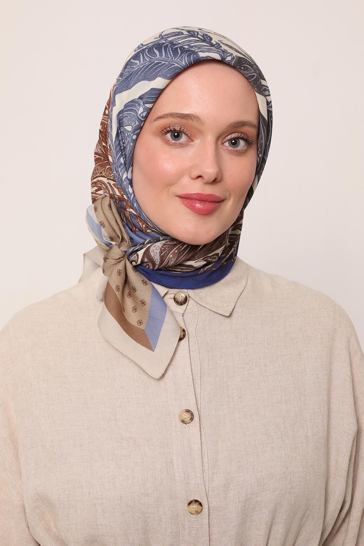 Flora Eşarp | Mistik Mavi