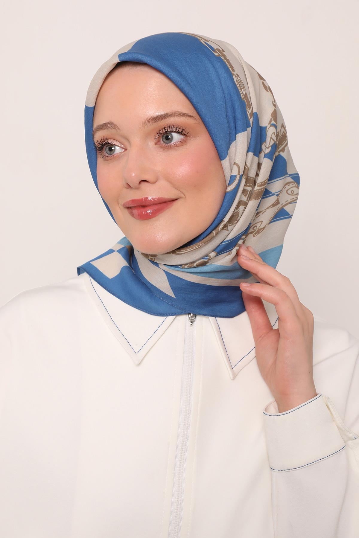 Flora Eşarp | Mistik Mavi
