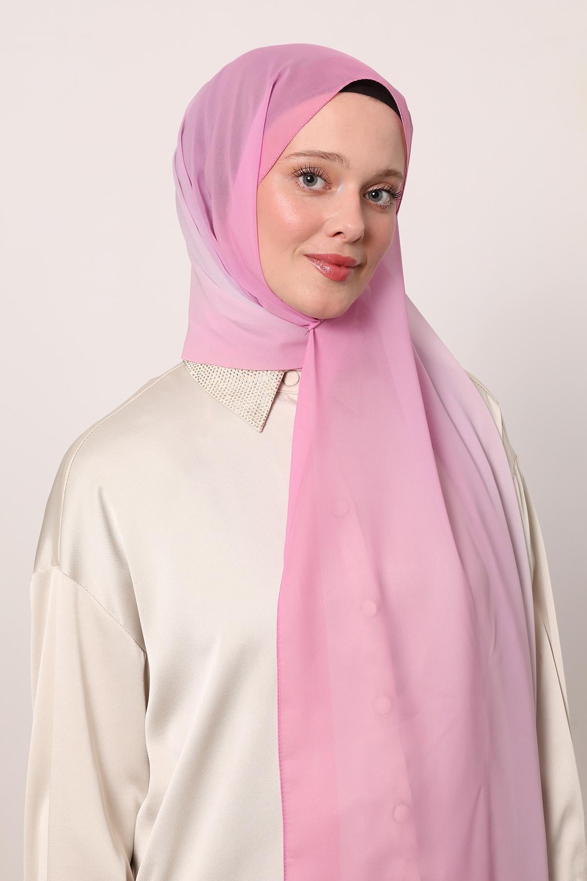 İpek Şifon Şal | Şeker Pembe