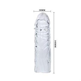 Penis Kılıfları Halkaları14 cm Damarlı Uzatmalı Şeffaf Silikon Penis KılıfıLilituShop