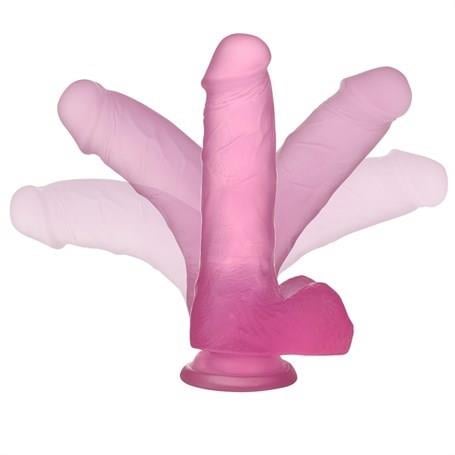 Belden Bağlamalı Penisler17,5 cm Belden Bağlamalı Şeffaf Realistik Damarlı Vantuzlu Pembe Dildo PenisLilituShop