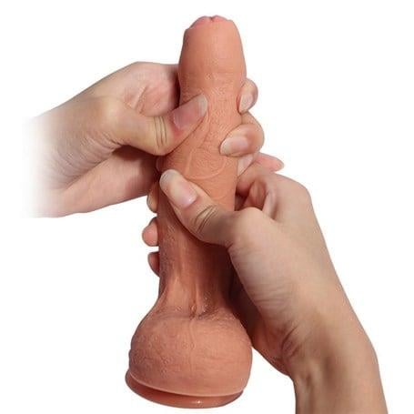 Realistik Penisler18 cm Et Dokulu Gerçekçi Çift Katmanlı Sünnetsiz Silikon Penis - AzazelLilituShop