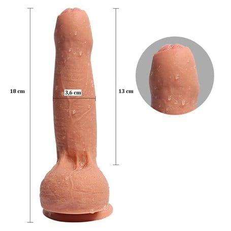 Realistik Penisler18 cm Et Dokulu Gerçekçi Çift Katmanlı Sünnetsiz Silikon Penis - AzazelLilituShop