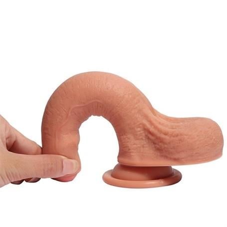 Realistik Penisler18 cm Et Dokulu Gerçekçi Çift Katmanlı Sünnetsiz Silikon Penis - AzazelLilituShop