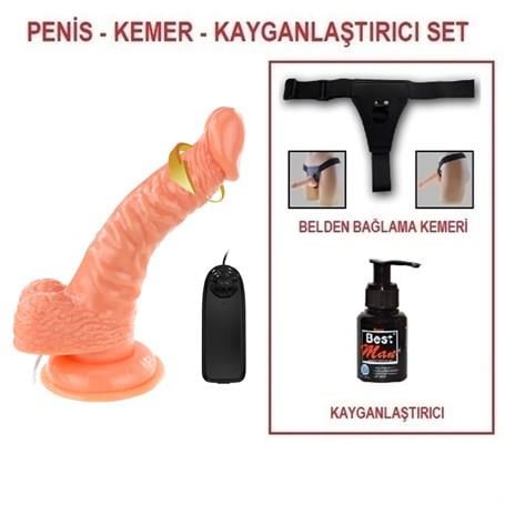 Belden Bağlamalı Penisler19 cm Belden Bağlamalı Gerçekçi Titreşimli Dildo Vibratör Penis SetLilituShop
