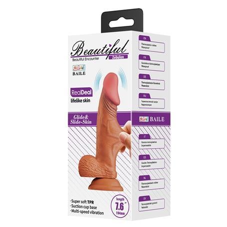 Belden Bağlamalı Penisler19,4 cm Belden Bağlamalı Çift Katmanlı Gerçekçi Titreşimli Dildo Vibratör PenisLilituShop