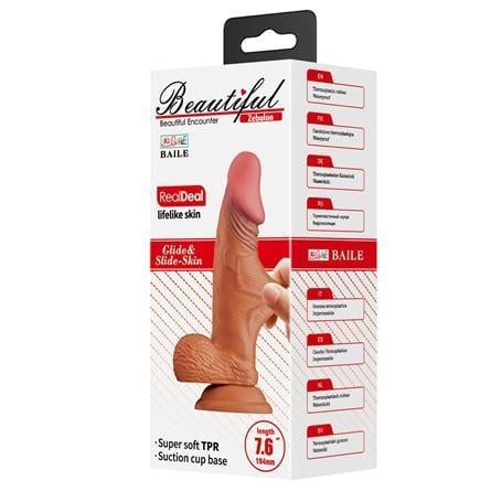 Realistik Penisler19,4 cm Et Dokulu Gerçekçi Çift Katmanlı Silikon Melez Penis - ZebulonLilituShop