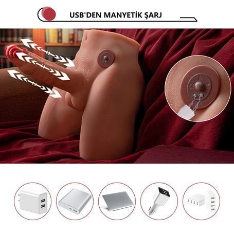 Kalça ve Yarım Vücut Masturbatör2 İşlevli Gerçekçi Ölçülerde Realistik İleri Geri Hareketli 17 cm Penisli Anal Girişli Erkek Vücut - JasonLilituShop