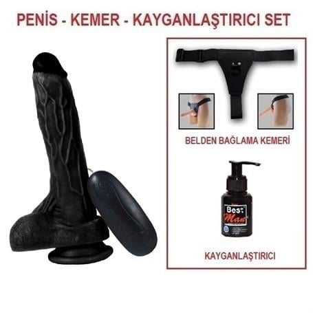 Belden Bağlamalı Penisler20,5 cm Belden Bağlamalı Titreşimli Gerçekçi Silikon Vantuzlu Zenci Penis - Holy DragonLilituShop