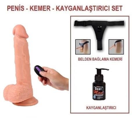 Belden Bağlamalı Penisler21 cm Belden Bağlamalı Titreşimli Realistik Dildo Penis SetLilituShop
