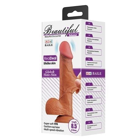 Realistik Penisler21,8 cm Çift Katmanlı Gerçekçi Titreşimli Dildo Vibratör Penis - BahamutLilituShop