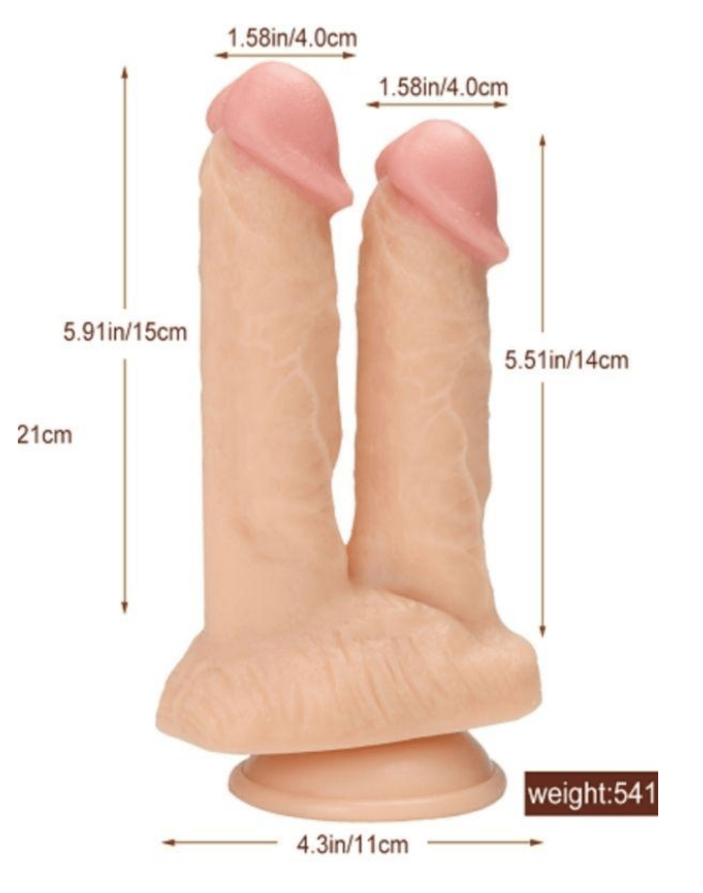 Realistik Dildolar21cm Realistik Çiftli DildoElisium