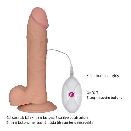 Realistik Penisler22 cm Gerçekçi Çift Katmanlı Titreşimli Silikon PenisLilituShop