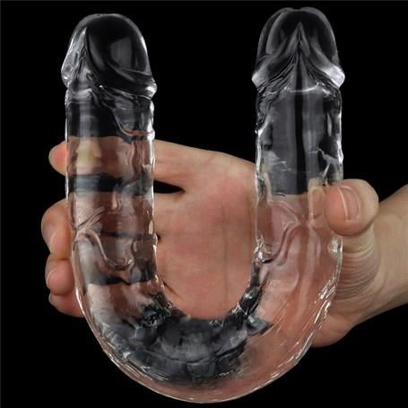 Büyük Boy Penisler30 cm Şeffaf Çift Taraflı Realistik Dildo Anal Vajinal PenisLilituShop