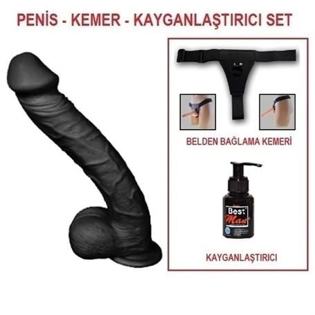 Realistik Penisler33 cm Belden Bağlamalı Realistik Dev Zenci Penis SetLilituShop