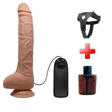 Belden Bağlamalı PenislerBelden Bağlamalı 28 cm Titreşimli Gerçekçi Kalın Dildo Penis - DickLilituShop