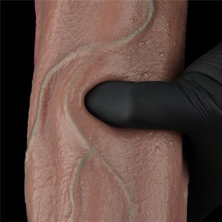 Belden Bağlamalı PenislerBelden Bağlamalı Yeni Nesil Çift Katmanlı 33 cm Realistik Dev Melez Dildo PenisLilituShop
