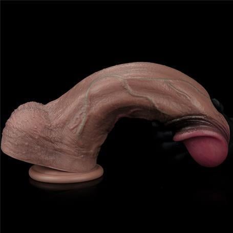 Belden Bağlamalı PenislerBelden Bağlamalı Yeni Nesil Çift Katmanlı 33 cm Realistik Dev Melez Dildo PenisLilituShop