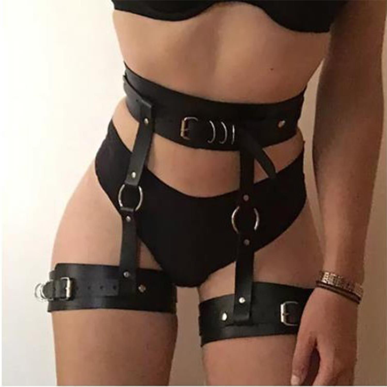 Fetiş Fantezi ÜrünleriDominant Touch Deri Bel ve Bacak Harness TakımıElisium