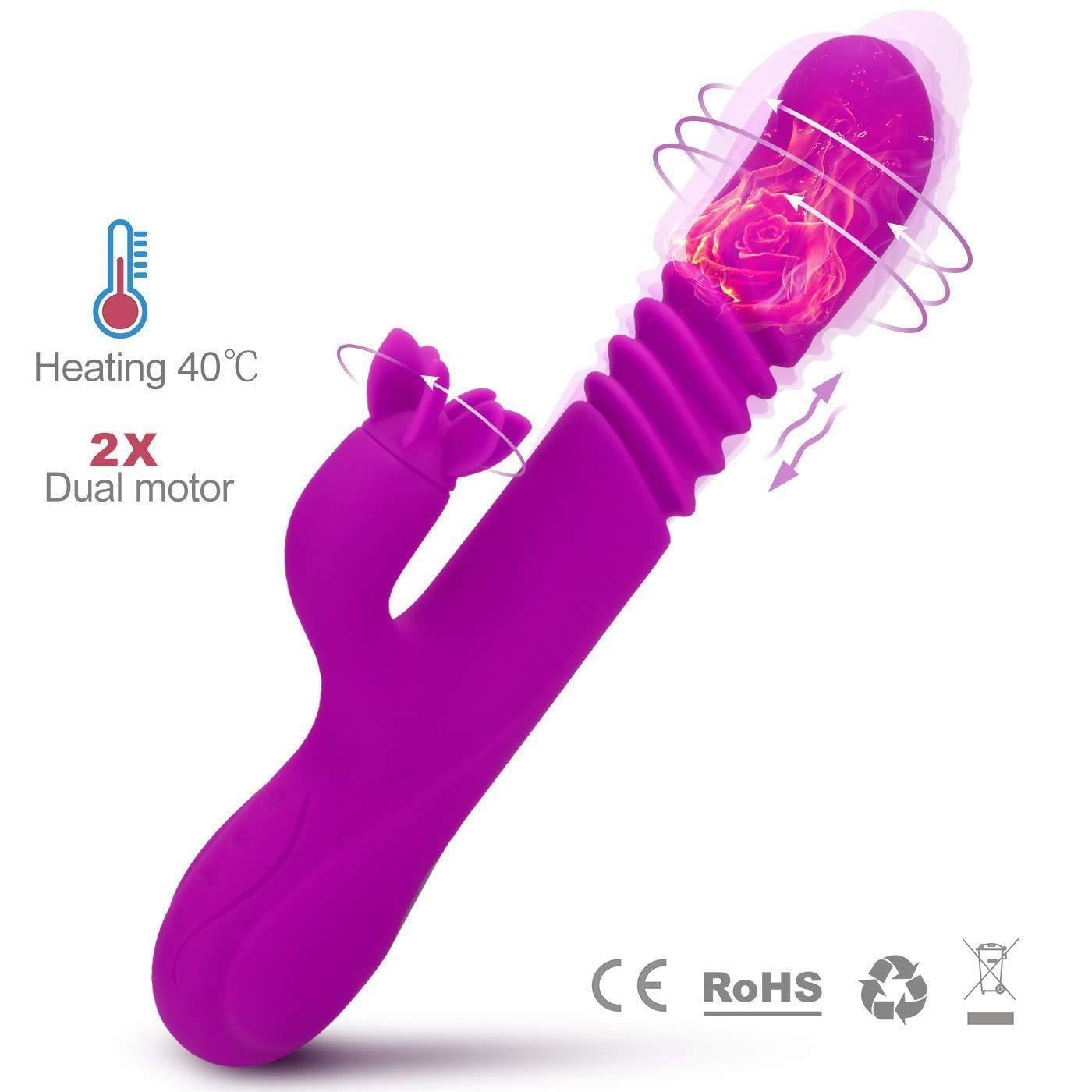 Teknolojik VibratörlerHareketli Uyarıcılı Isıtmalı Rabbit Vibratör MorElisium
