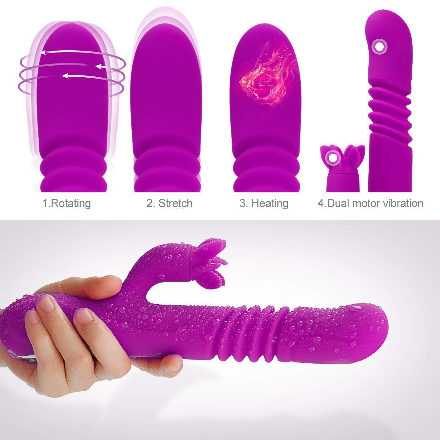 Teknolojik VibratörlerHareketli Uyarıcılı Isıtmalı Rabbit Vibratör MorElisium