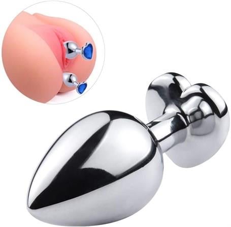 Anal Fantezi ÜrünleriKalpli Mücevher Taşlı Paslanmaz Çelik Anal Tıkaç (Plug)LilituShop