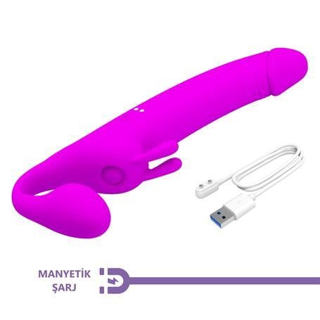 Belden Bağlamalı PenislerManyetik USB Şarjlı Klitoris Darbe Modlu Çift Taraflı Strapon Teknolojik G-Spot Vajinal Vibratör - ZaniniLilituShop