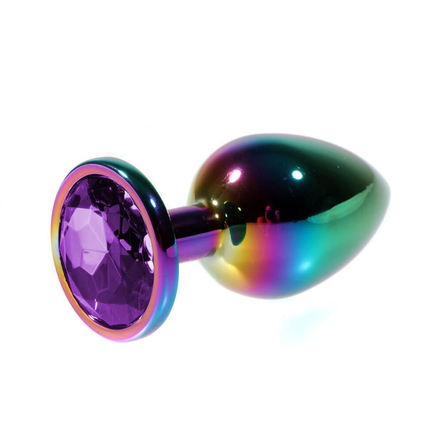 Anal ÜrünlerMetal Mor Taşlı Rainbow Anal Plug Orta BoyElisium