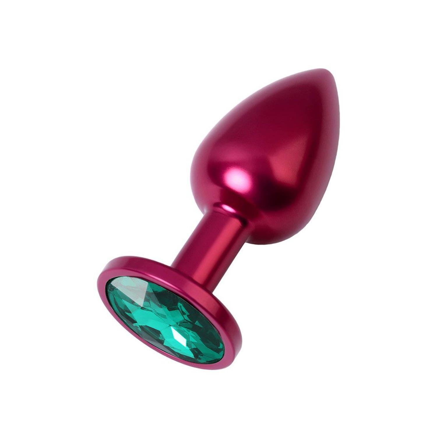 Anal ÜrünlerMetal Yeşil Taşlı Kırmızı Anal Plug Küçük BoyElisium