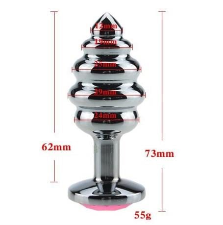 Anal Fantezi ÜrünleriMücevher Taşlı Paslanmaz Çelik Boğumlu Anal Tıkaç (Plug)LilituShop