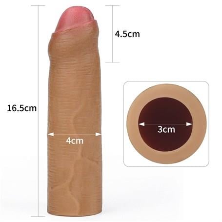 Penis Kılıfları HalkalarıNature Extender 4.5 cm Dolgulu Premium Silikon Sünnetsiz Melez Penis KılıfıLilituShop