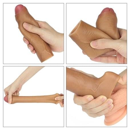 Penis Kılıfları HalkalarıNature Extender 4.5 cm Dolgulu Premium Silikon Sünnetsiz Melez Penis KılıfıLilituShop