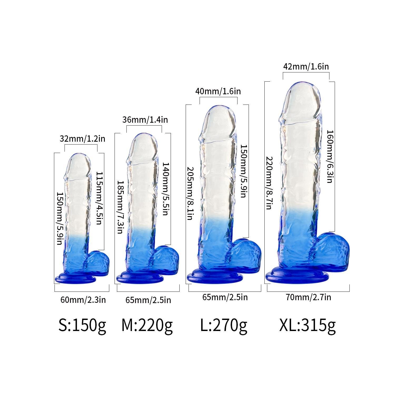 Jel DildolarSilikon Şeffaf Mavi Realistik Dildo 15 cmElisium