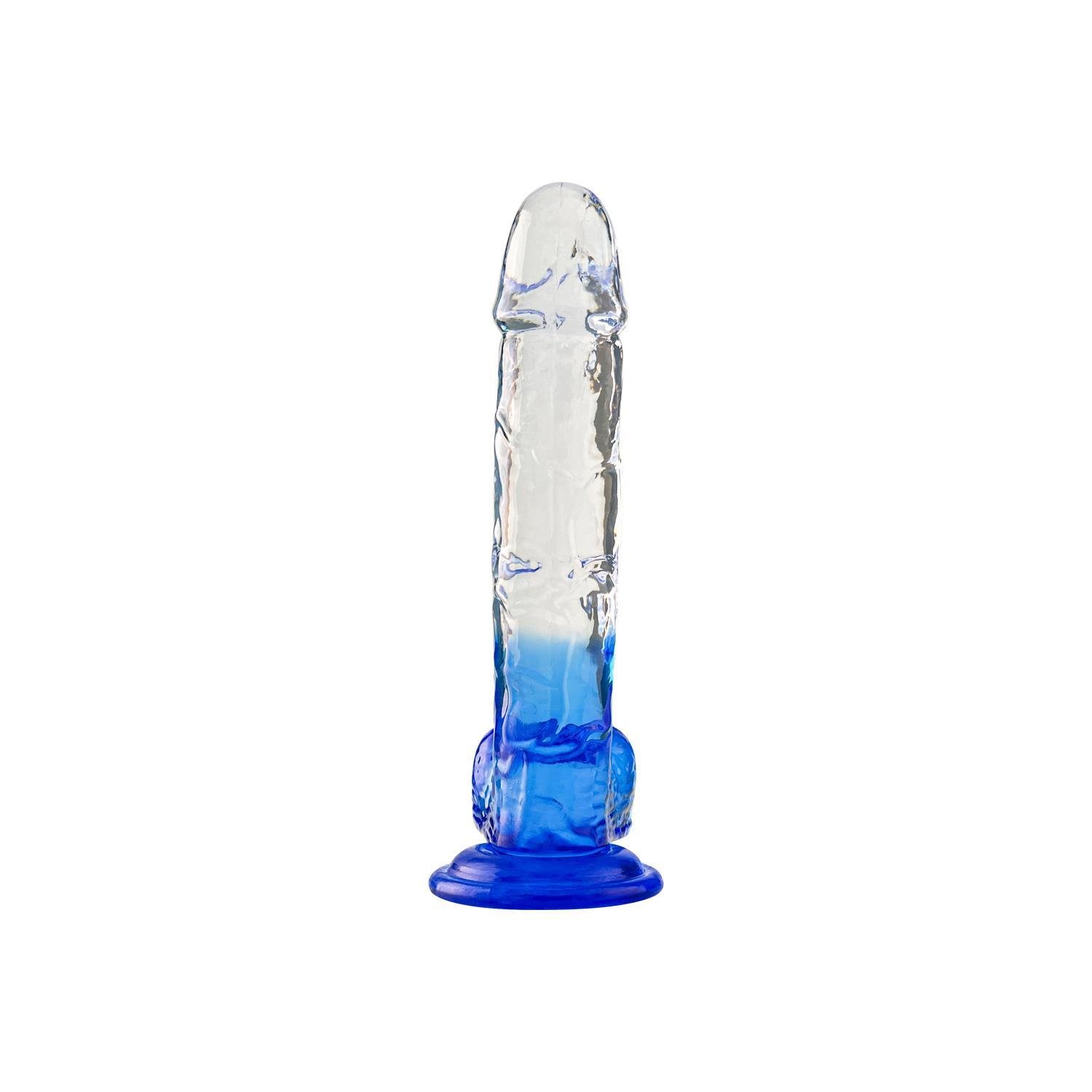 Jel DildolarSilikon Şeffaf Mavi Realistik Dildo 20 cmElisium