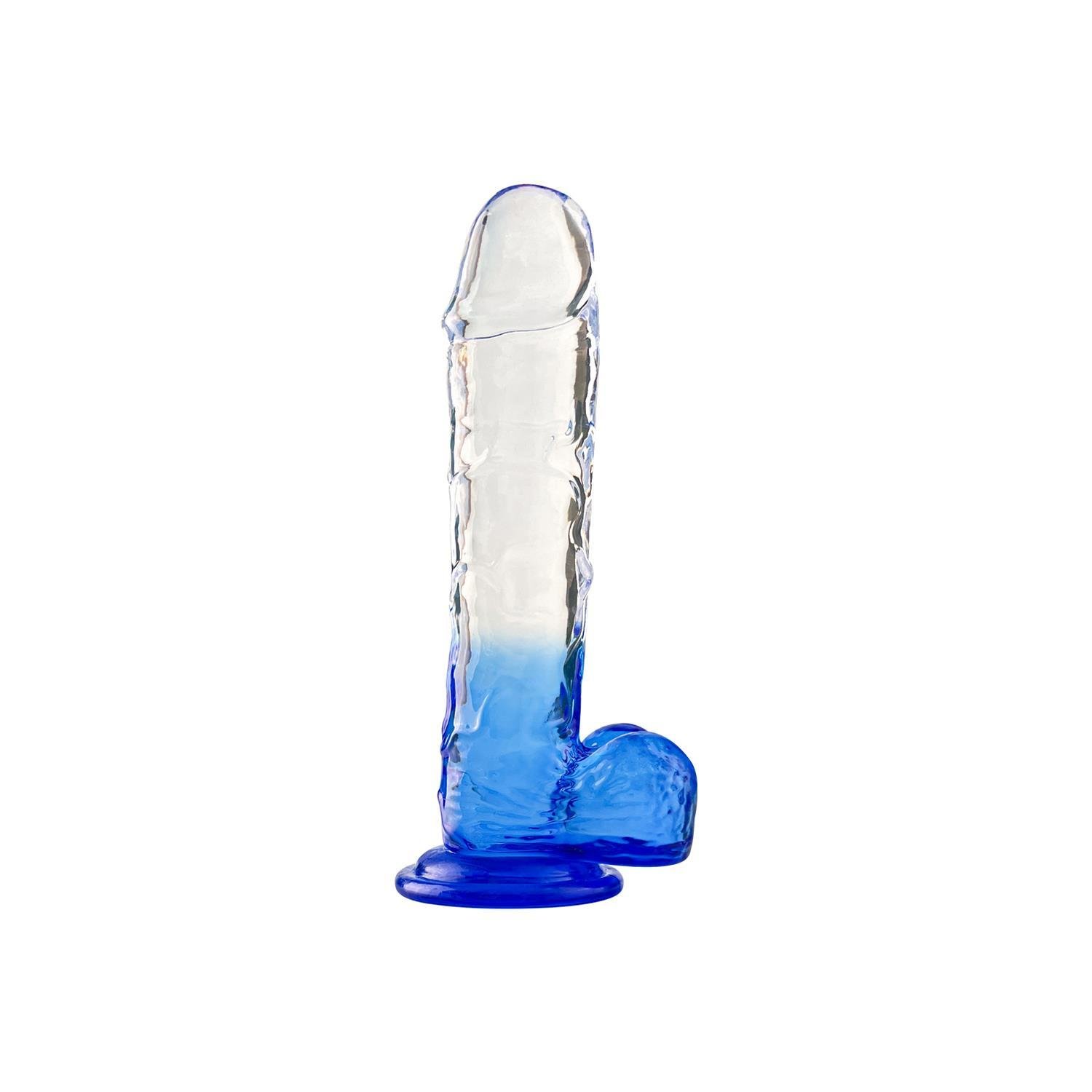 Jel DildolarSilikon Şeffaf Mavi Realistik Dildo 20 cmElisium