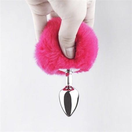 Anal Fantezi ÜrünleriTavşan Kuyruklu Paslanmaz Çelik Anal Tıkaç PembeLilituShop