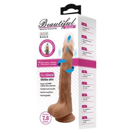 Realistik PenislerUSB Şarjlı 20 cm Oynar Başlı İleri Geri Hareketli Titreşimli DildoLilituShop