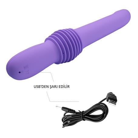 Vibratör ÇeşitleriUSB Şarjlı İleri Geri Hareketli Teknolojik Vibratör Mor - PazuzuLilituShop